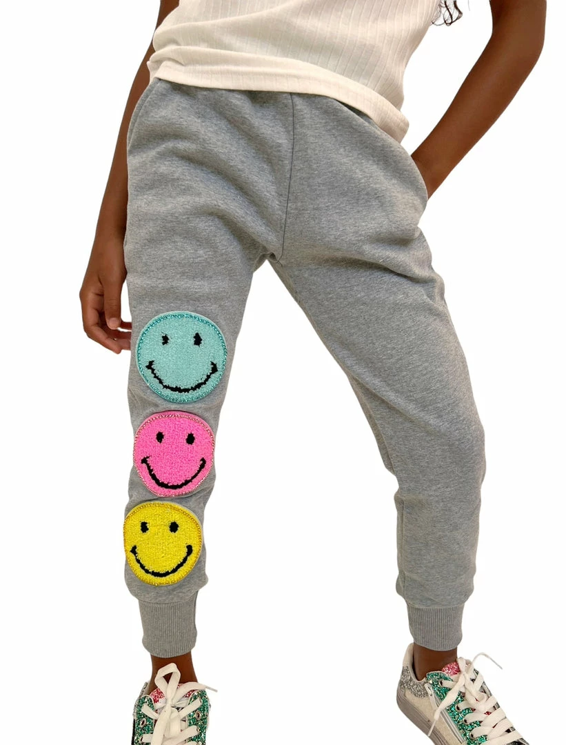 Lola + The Boys New Arrivals 3 Emoji Joggers Gray