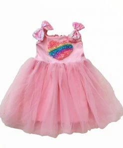Lola + The Boys 3D Rainbow Heart Tulle Dress New Arrivals