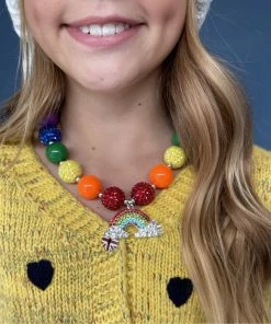 Lola + The Boys Girls Rainbow Crystal Gum-ball Necklace