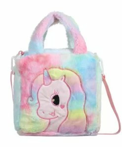 Lola + The Boys Tie Dye Pastel Unicorn Fuzzy Purse