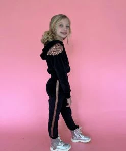Lola + The Boys Angel Wing Velour Set Girls