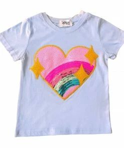 Lola + The Boys Baby Blue Rainbow Heart T-Shirt