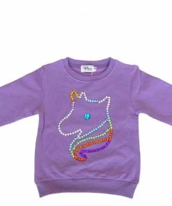 Lola + The Boys Beaded Gems Unicorn Sweatshirt New Arrivals