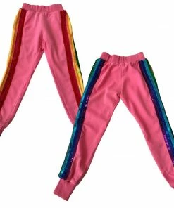 Lola + The Boys New Arrivals Bright Pink Rainbow Sequin Tracksuit