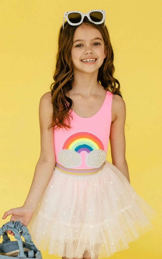 Lola + The Boys Pearl Clouds Rainbow Swimsuit