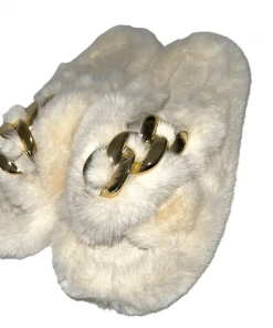 Lola + The Boys Cream Chains Slipper New Arrivals