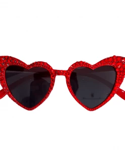 Lola + The Boys Crystal Encrusted Heart Sunnies