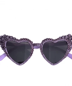 Lola + The Boys Crystal Encrusted Heart Sunnies