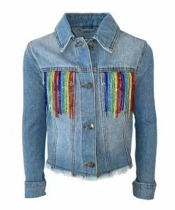 Lola + The Boys Crystal Rainbow Tassel Denim