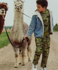 Lola + The Boys Denim Snake Sherpa Jacket