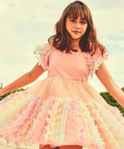 Lola + The Boys New Arrivals 3D Butterfly Puffy Sleeve Dress PREORDER Ships 7/20