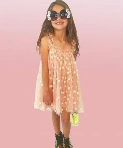 Lola + The Boys Peachy Daisy Tulle Girls Dress