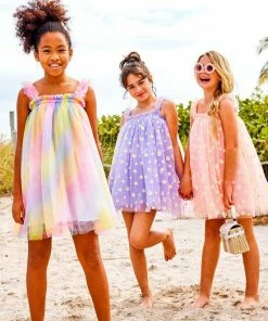 Lola + The Boys Girls Ombré Rainbow Tulle Dress