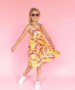 Lola + The Boys Retro Rainbow Dress Girls