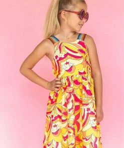 Lola + The Boys Retro Rainbow Dress Girls