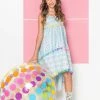 Lola + The Boys Girls St. Barths Blue Rainbow High Low Dress