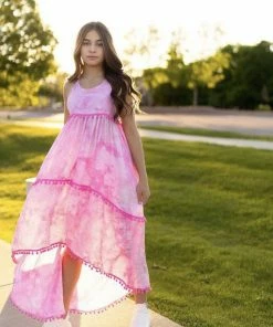 Lola + The Boys St. Barths Tie Dye Pom Pom Dress