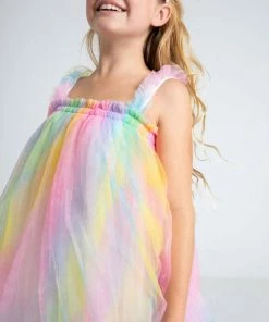 Lola + The Boys Girls Ombré Rainbow Tulle Dress