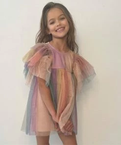 Lola + The Boys Sunset Rainbow Tulle Dress Girls