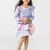 Lola + The Boys Tie Dye Ruffle Dress Long Sleeve Girls