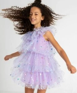 Lola + The Boys Foil Hearts Tulle Dress New Arrivals