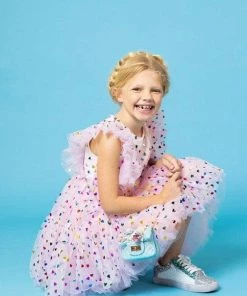 Lola + The Boys Foil Rainbow Hearts Tulle Dress