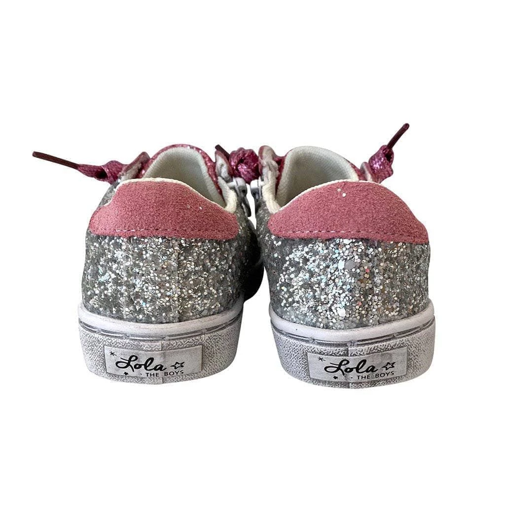 Lola + The Boys Girls Glitter Pink Star Sneakers