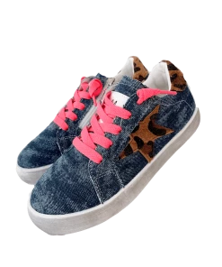Lola + The Boys Neon Denim Star Sneaker