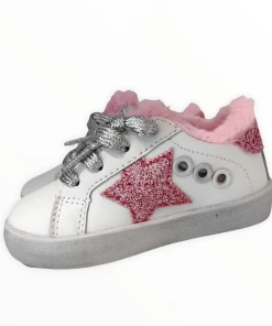 Lola + The Boys New Arrivals Paris Pink Fur Star Girl Sneaker