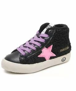 Lola + The Boys New Arrivals Pink & Black High Top Sherpa Sneaker