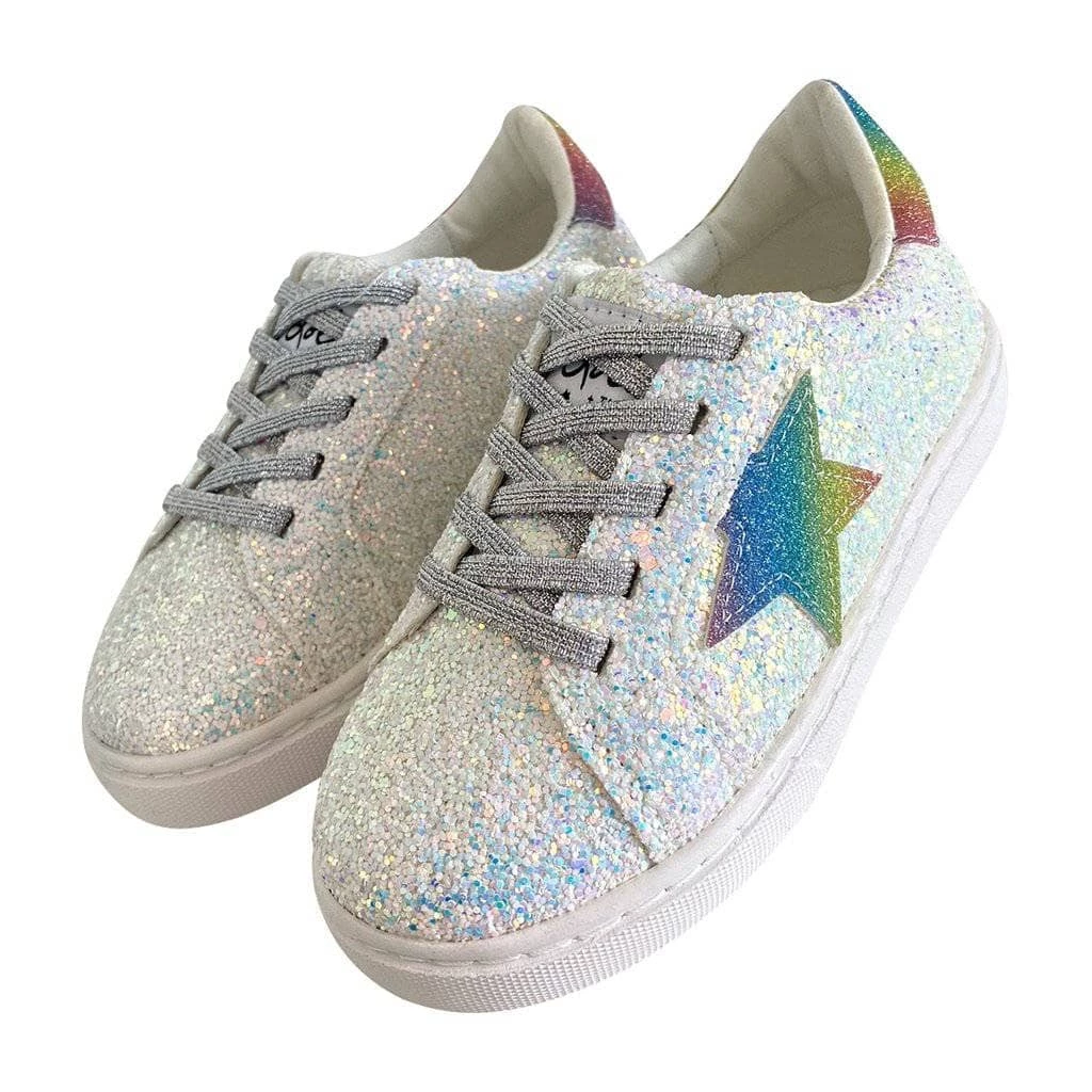 Lola + The Boys Girls Rainbow Star Glitter Sneaker