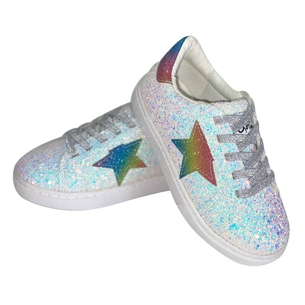 Lola + The Boys Girls Rainbow Star Glitter Sneaker