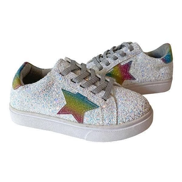 Lola + The Boys Girls Rainbow Star Glitter Sneaker