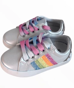 Lola + The Boys Girls Rainbow Striped Sneakers