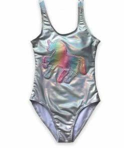 Lola + The Boys New Arrivals Hologram Unicorn Metallic Swimsuit