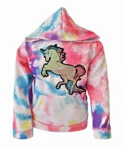 Lola + The Boys Rainbow Tie Dye Unicorn Hoodie Girls