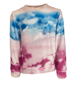 Lola + The Boys Girls Watercolor Sky Fuzzy Sweatshirt