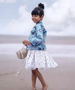 Lola + The Boys Girls All About The Patch Crop Denim Jacket