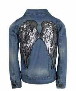 Lola & The Boys Girls Angel Wings Denim Jacket