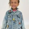 Lola + The Boys Beaded Crystal Fruit Crop Denim Jacket