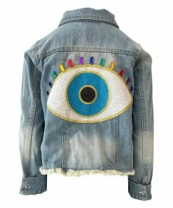 Lola + The Boys Girls Evil Eye Gem Denim