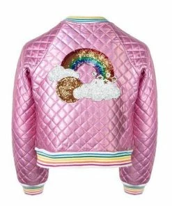 Lola + The Boys Bubble Gum Rainbow Quilted Bomber Girls