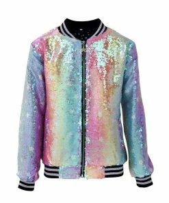 Lola + The Boys Care Bears Cheer Bear Sequin Bomber New Arrivals