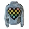 Lola + The Boys Crystal Checkered Heart Denim Jacket New Arrivals