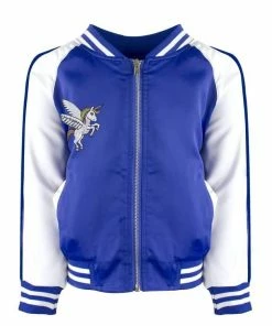 Lola + The Boys Girls Unicorn Satin Bomber