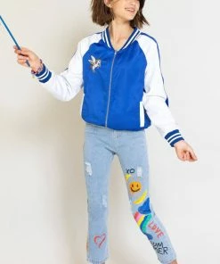 Lola + The Boys Girls Unicorn Satin Bomber