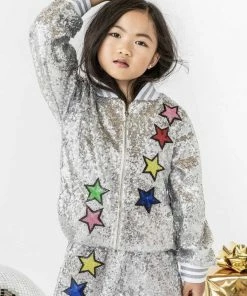 Lola & The Boys Girls Unicorn Sequin Bomber