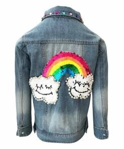 Lola + The Boys Happy Rainbow Gems Denim Jacket