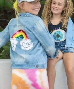 Lola + The Boys Happy Rainbow Gems Denim Jacket