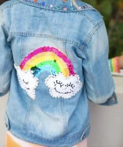 Lola + The Boys Happy Rainbow Gems Denim Jacket